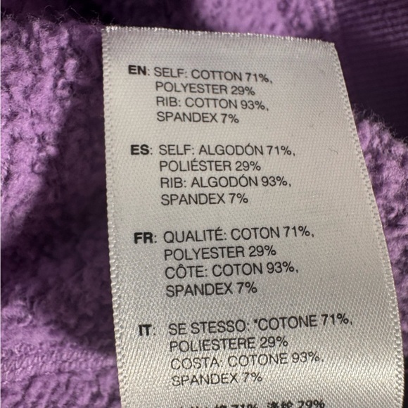 John Elliott Purple Cropped Vintage Fleece Hoodie Size 2 = Medium - Picture 16 of 16